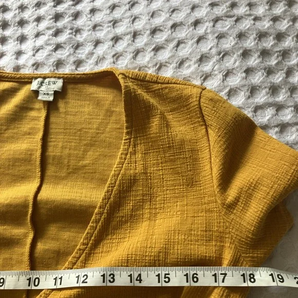 J. CREW CORAL Yellow FAUX WRAP DRESS, SHORT SLEEVE, SIDE BELT Size XS - Picture 6 of 8